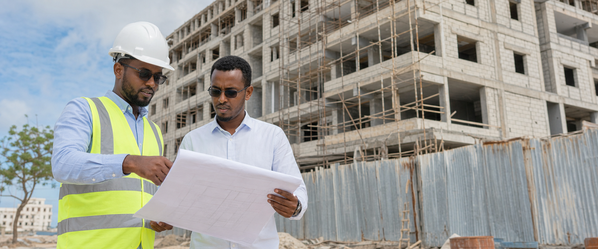 Somali property professionals reviewing a development