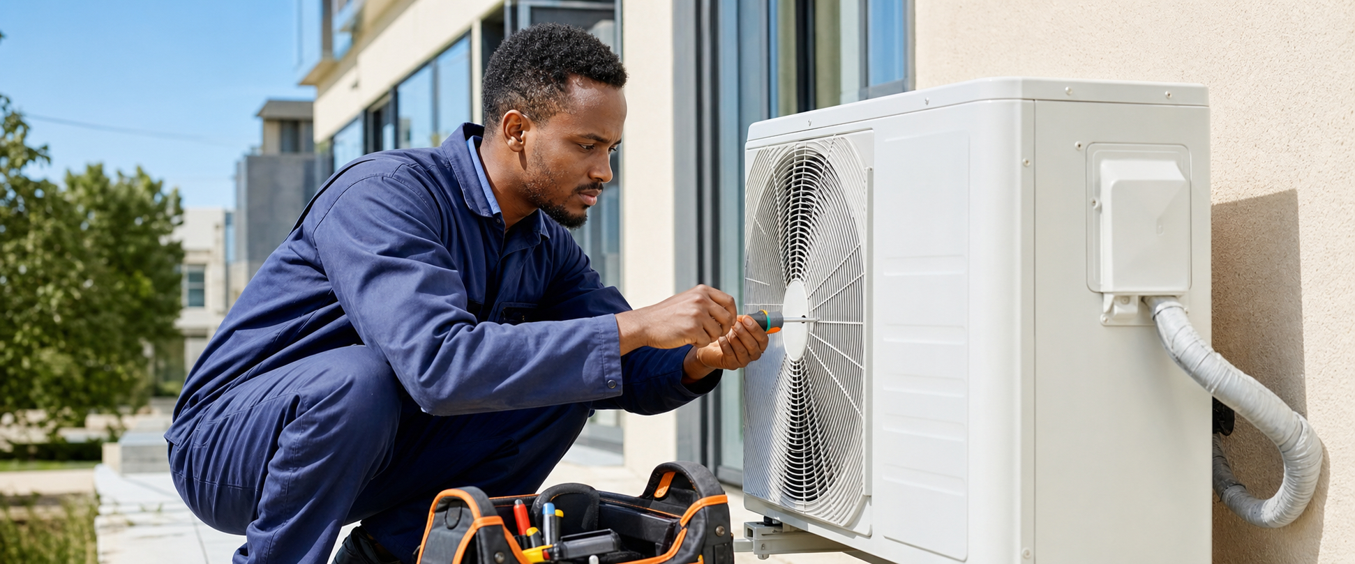 Somali service professional maintaining equipment